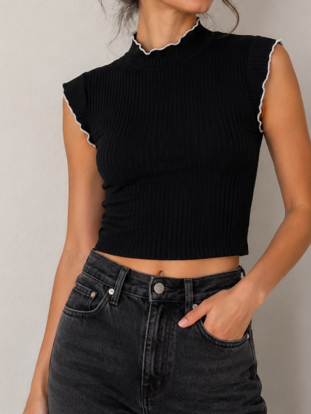 Industry Republic Clothing Black Ruffle Tank Small